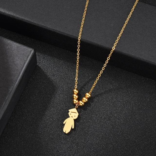 Nextvance Stainless Steel Date Child Baby Boy Girl Engrave Necklace Family Gold Color Pendant for Birthday Memorial Gift