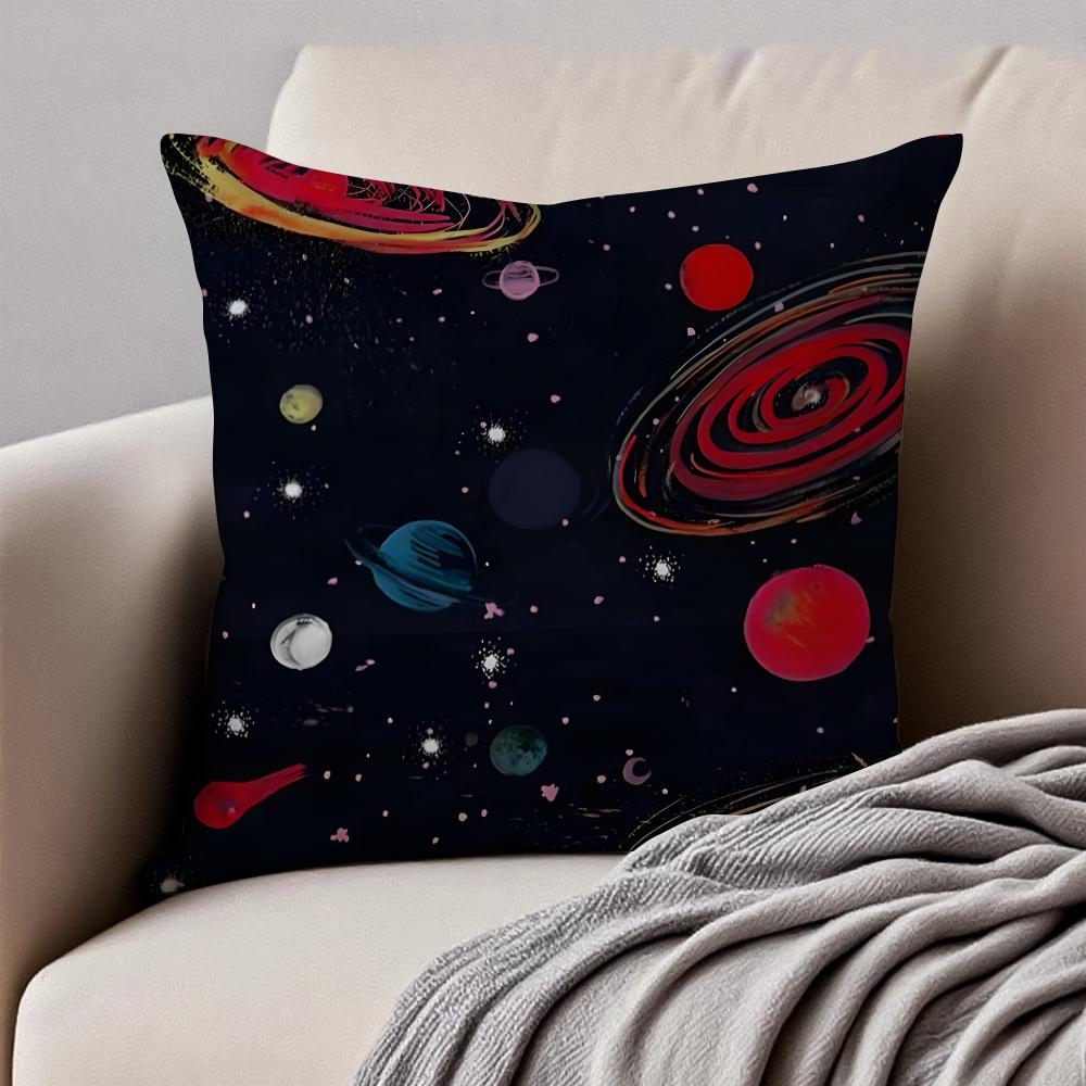 Dreamy Universe Starry SciFi Cushion Cover Pillowcase Antidustmite Invisible Zipper Short Plush Sofa Cushion