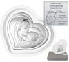 Silver Picture Mother of God with Child Heart Souvenir of Wedding Communion Baptism 6433F 11 X 11 Cm