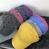 Pure cotton washed light board baseball cap men and women white with solid color old soft top American simple cap
