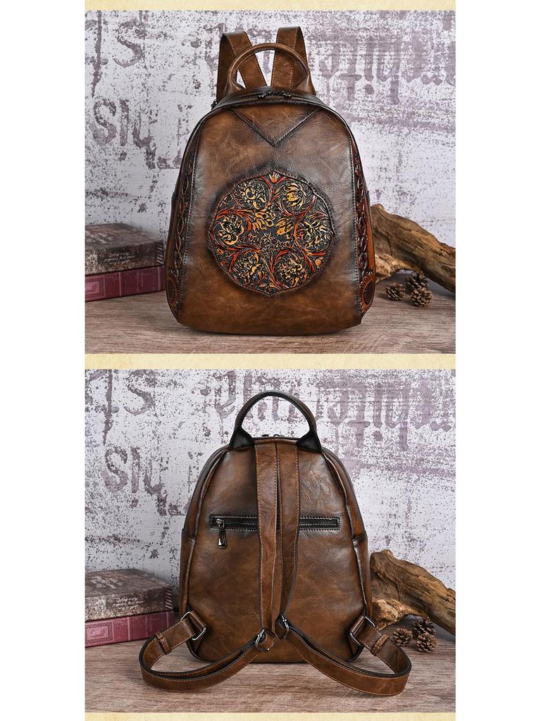 Retro Chinesischer Stil Geprägter Lässiger Reise-Rucksack mit großem Fassungsvermögen für Damen