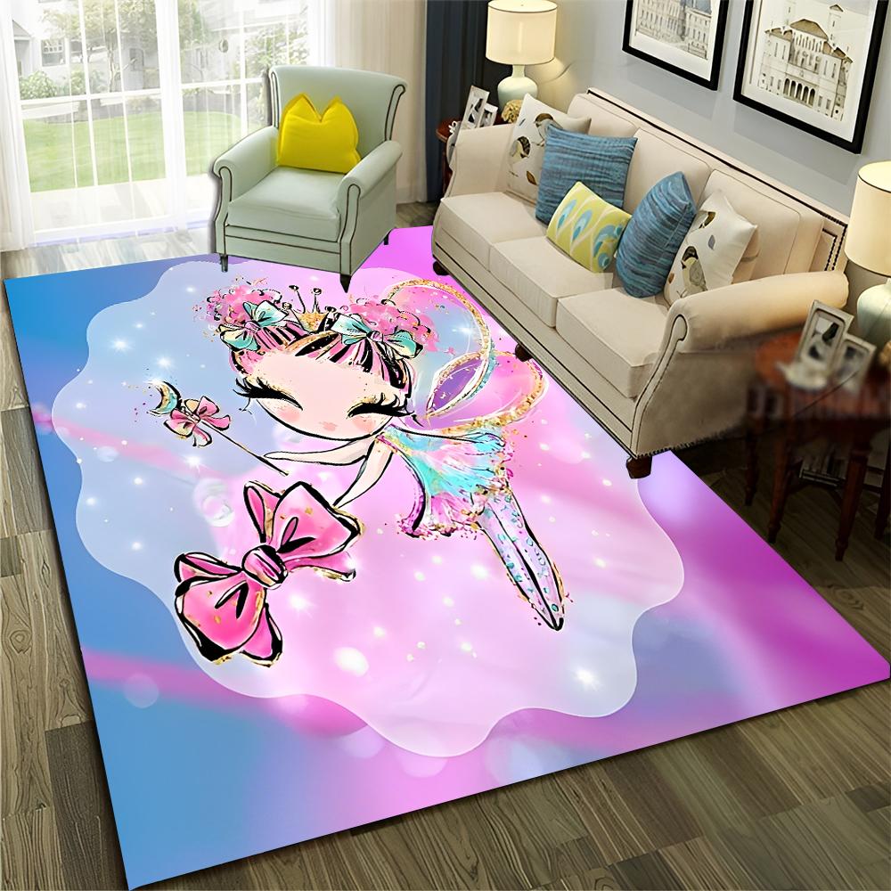 Ballet Girl Ballerina Swan Cartoon Carpet Rug for Home Living Room Bedroom Sofa Doormat Decor,kids Area Rug Non-slip Floor Mat
