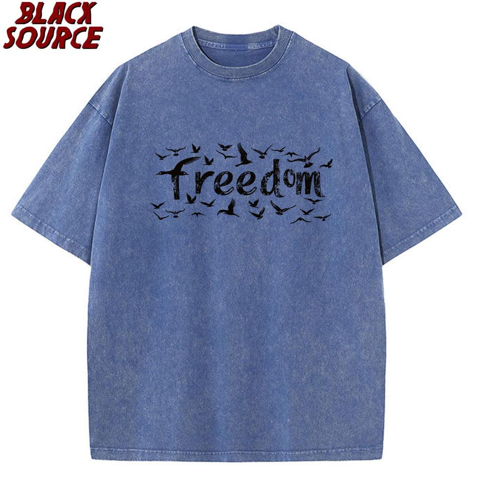 

T Mens The Freedom Letter Printed TShirt Cotton Oversized Funny Graphic Tees for Men Women Summer Tops S