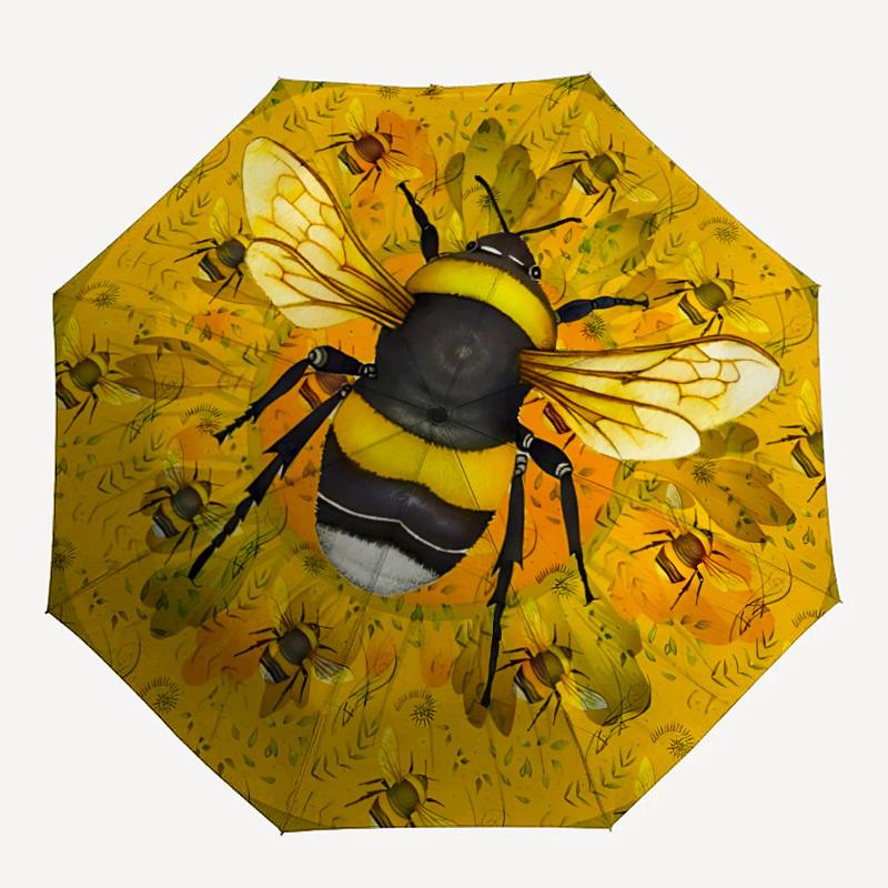 

1PC Bee Print Automatic Open/Close, Durable Foldable Design, Fashionable Compact Umbrella for Outdoor Adventures, Daily Use yy250916141