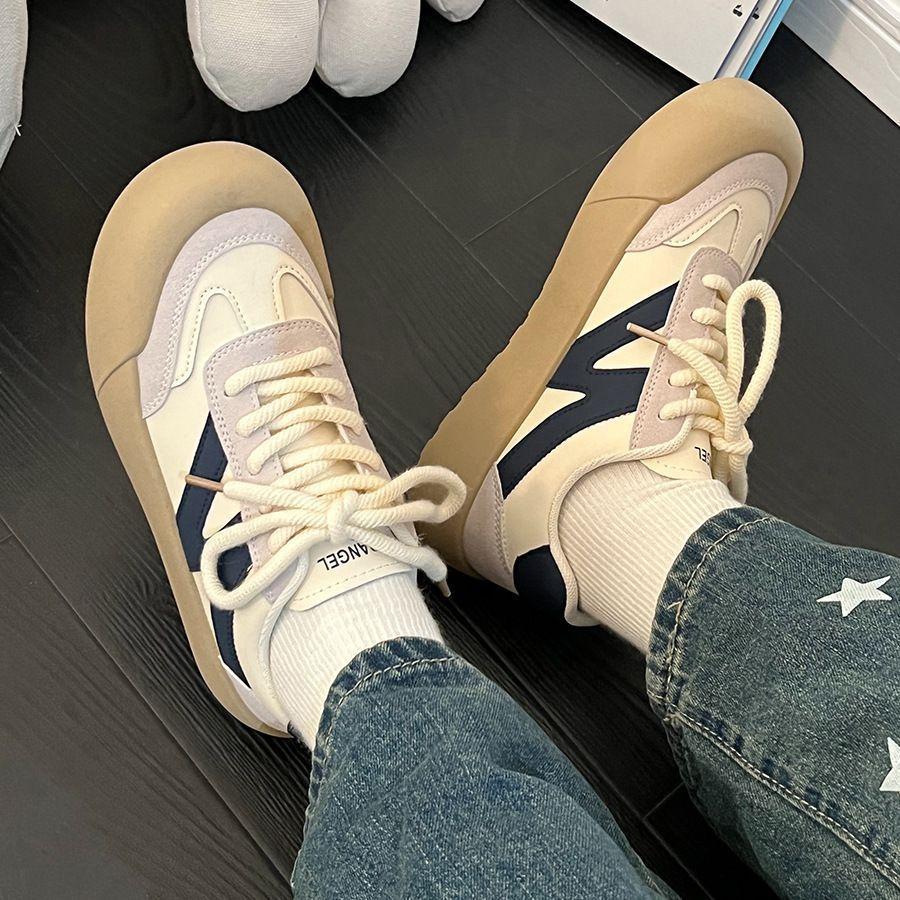 Versatile casual sports board shoes women's 2024 new spring and autumn Internet celebrities increase height Versatile breathable thick-soled bread wh