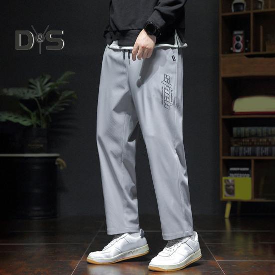 Pantaloni Bărbați Primăvară Toamnă cu Buzunare Laterale Șnur Talie Elastică Picior Larg Pantaloni Subțiri Culoare Solidă Largi Stil Stradal Sport Pantaloni pentru Muncă Zilnic