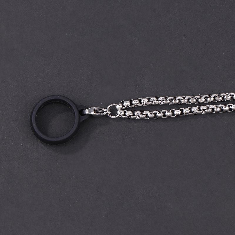 Anti-Lost Pen Lanyard Anti-Drop Portable Metal Chain Necklace Lanyard Metal Lanyard Sling Snake Bone Chain With Rubble Ring