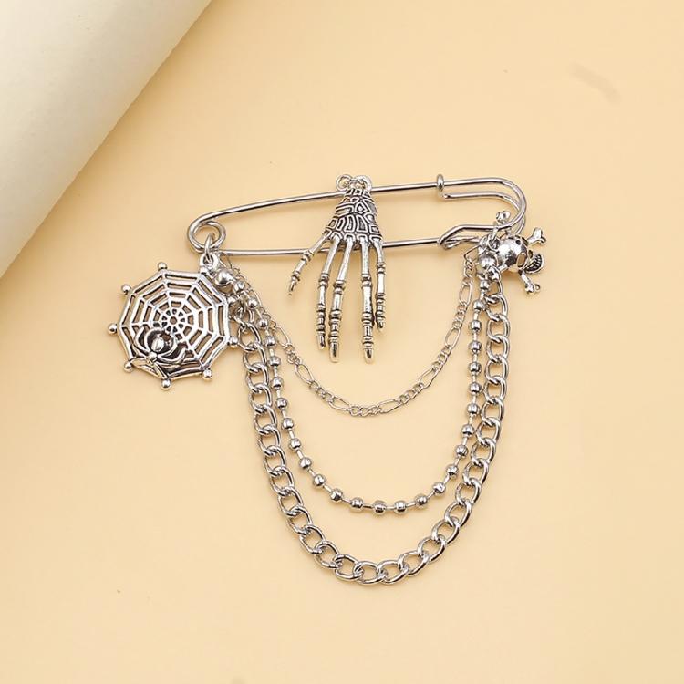 Edgy Chain Pin Adornement Unique Badge Pin Stylish Brooches Accessory for Women