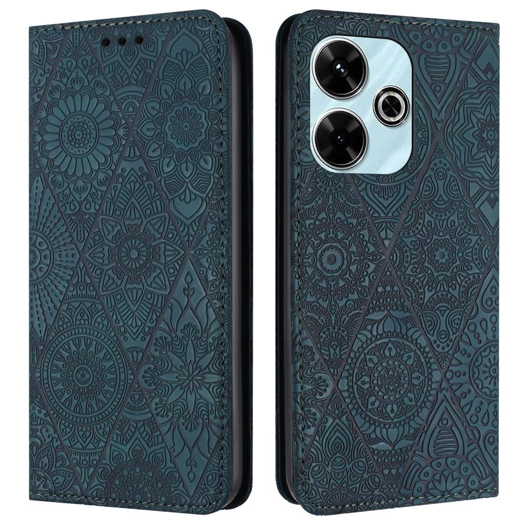 For Xiaomi Redmi 13 5G/13 4G Case Imprinted Flower Wallet Stand Leather Phone Cover