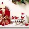 50Pcs Mini Resin Red Cardinal Bird Tiny Cardinal Figurine Ornaments For Gift Xmas Miniature Garden Crafts Cake Christmas Decor