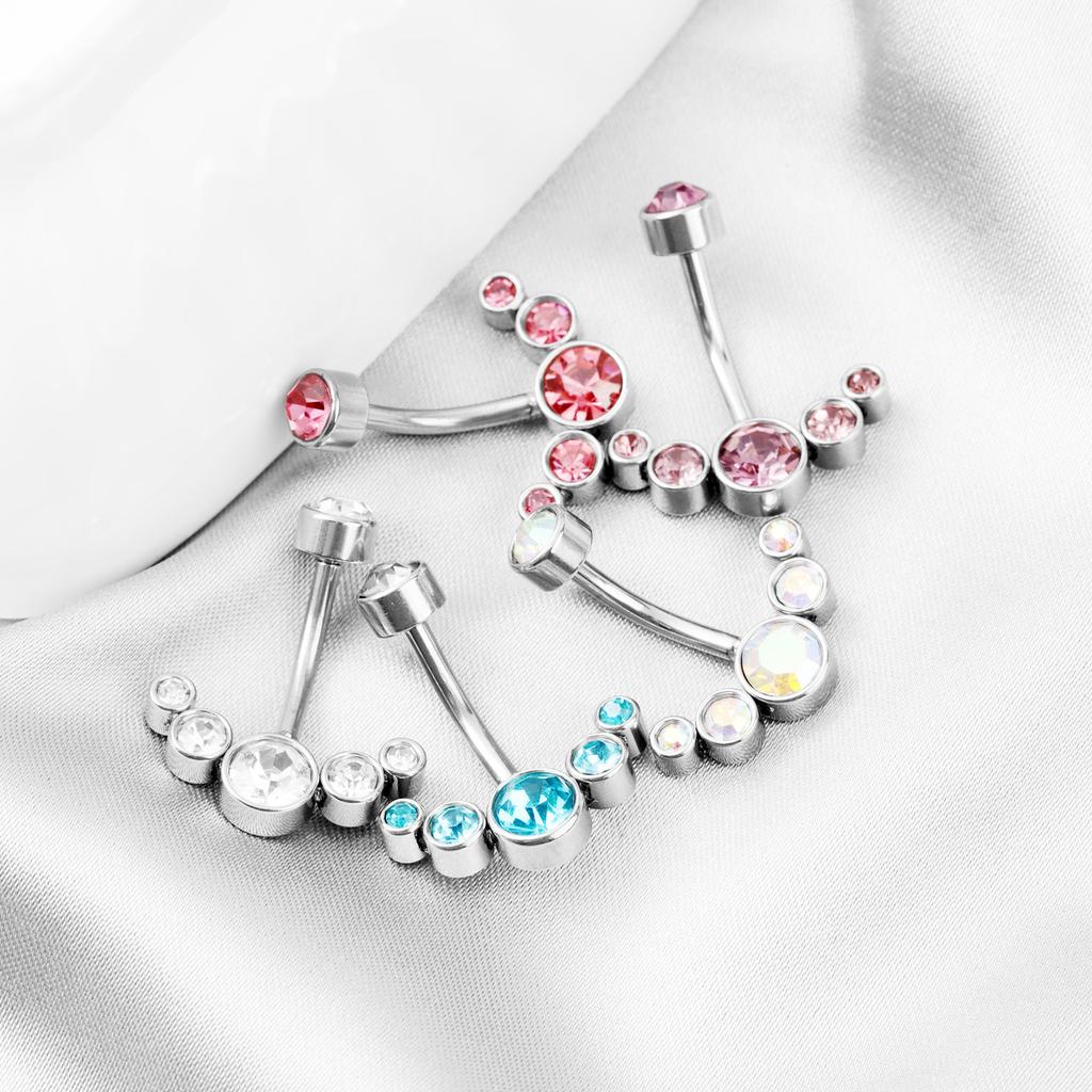 Stainless Steel Zircon Navel Ring Navel Nail Inner Tooth Curved Rod Puncture Navel Jewelry