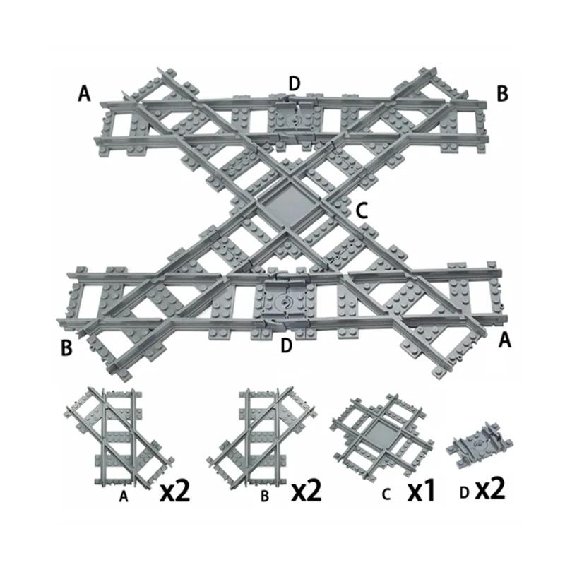 NEW City Trains Railway Tracks Flexible Switch Rails Crossing Forked Straight Curved Building Block Bricks Toy Compatible Brand