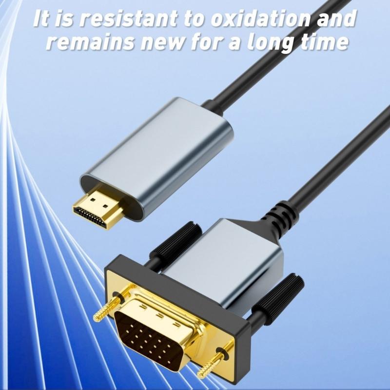 HDMIs To VGA Cable 2Meters Clear Signal Transmission Compatible for Laptops Desktops Gaming Devices Plugs and Play