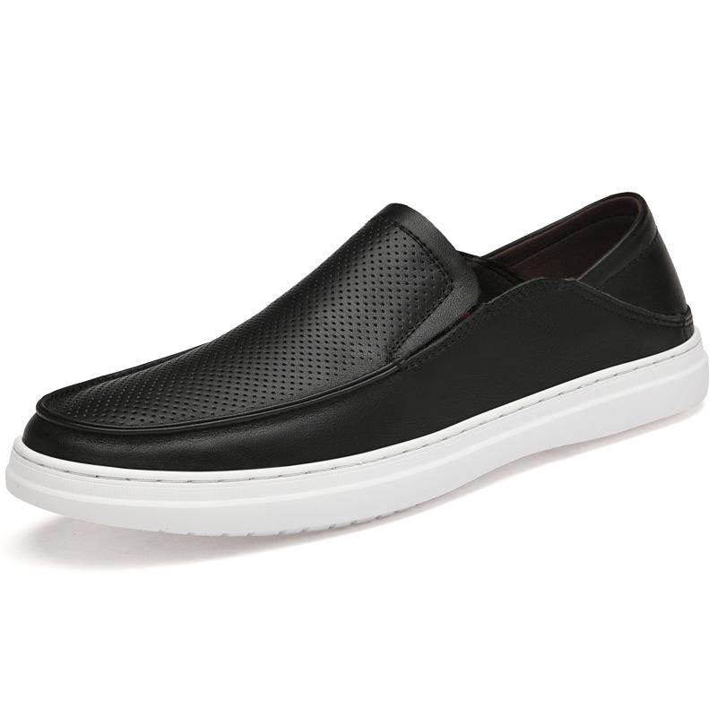 Men s Genuine Leather Loafers: Low-top Breathable Slip-ons for Spring/Summer 40