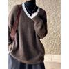 Ju Zhi 2024 Autumn/Winter Korean Loose Casual V-Neck Pullover Sweater Knitwear