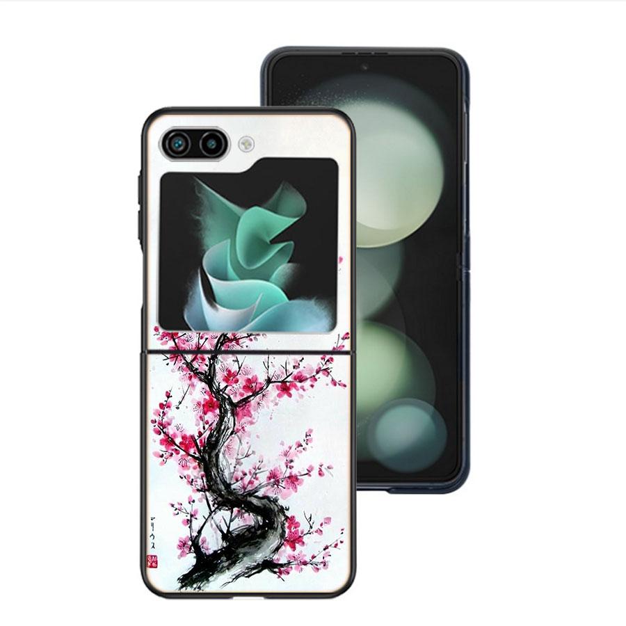 Cherry Blossom Tree Shockproof Case For Samsung Galaxy Z Flip 7 5 4 3 Z Flip 6 5G Black Hard ZFlip3 Zflip4 Zflip5 Phone Fundas