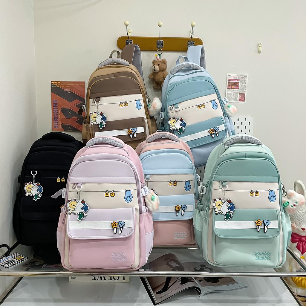 ins Girls College Style Casual Versatile Backpack Junior High School Student Large Capacity School Bag Women's Travel Light Backpack