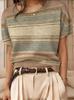 Top Maglione Girocollo a Maniche Corte Jacquard Color Block Retrò 2026