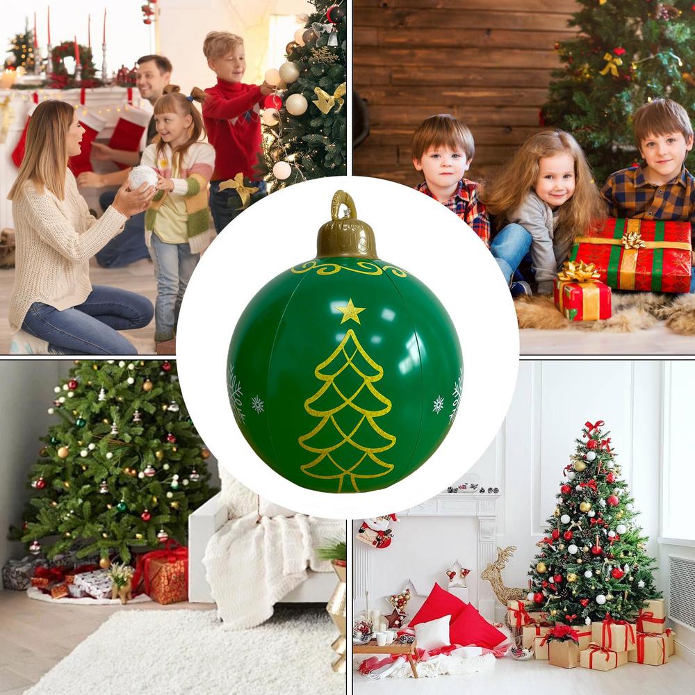 Inflatable Christmas Yard Decorations 24 Inch Ball Christmas Ornament With Light 16 Colors Giant Ornament For Garden Lawn Yard