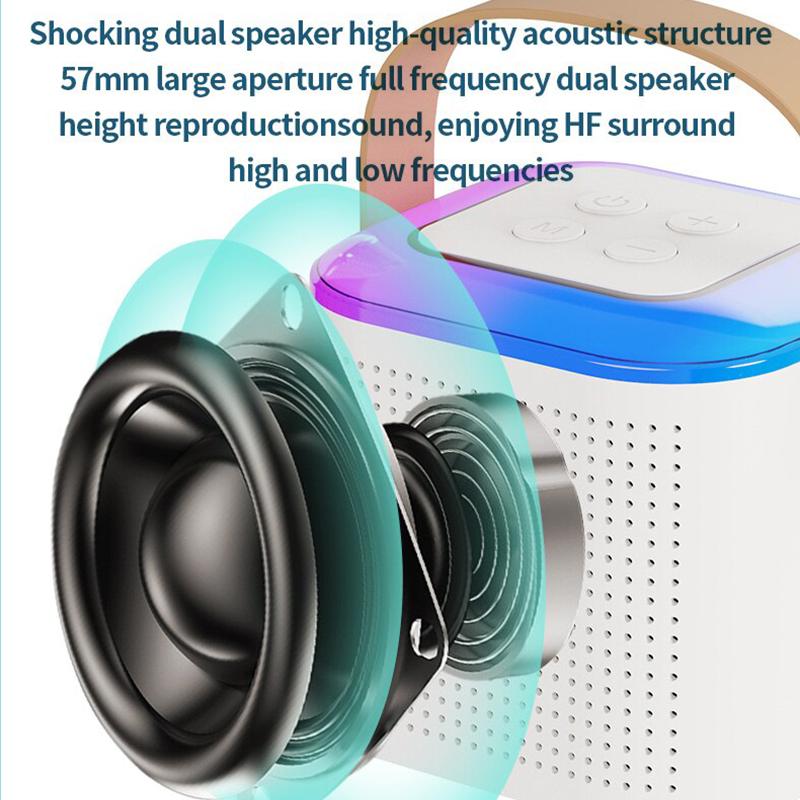 Y1 Wireless Dual Microphones Karaoke Machine KTV DSP System Bluetooth 5.3 PA Speaker HIFI Stereo Surround RGB Colorful LED Lights