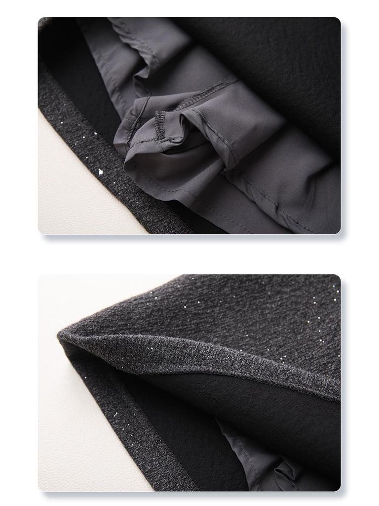 Women's Gray Wool Midi Skirt - High Waist, Slimming A-Line