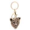 Keychain Exquisite RhinestoneEncrusted Leopard Head Car Bag Pendant for Girl Birthday Gift(Gold )