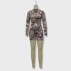 Herbst 2024 Europäischer & Amerikanischer Stil Leopardenmuster Slim Jumpsuit – Modisches Rundhals- & Langarmdesign für Damen
