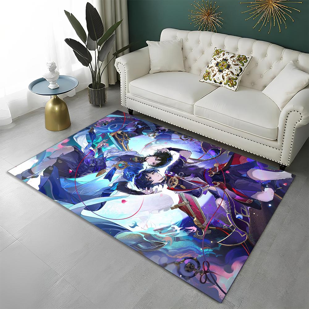Game Genshin Impact Gamer Cartoon  Carpet Rug for Home Living Room Bedroom Sofa Doormat Decor,Child Area Rug Non-slip Floor Mat