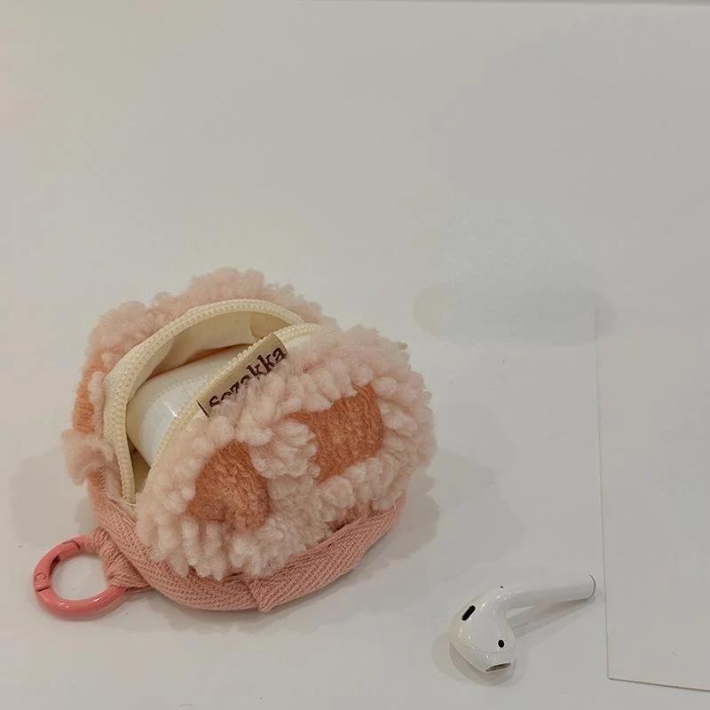 1 Piece Retro Classic Earphone Bag Vintage Lovely Mini Plush Wireless Headset Storage Bag Wholesale