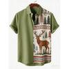 2026 Daily Men's Casual Short Sleeved Shirt with Natural Ethnic Pattern Printed Shirt Hawaii Beach Vacation Clothing