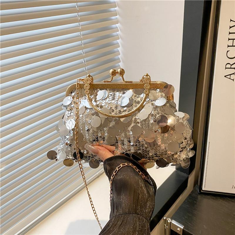 New Temperament Fashion Design Shoulder Messenger Bag Sequin Design Light Luxury Chain Casual Handbag