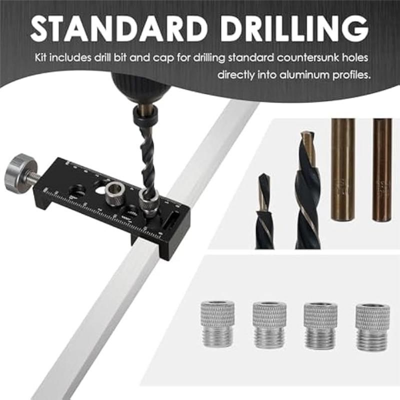 A27F-Hole Drill Jig For 2030 40 60 90 European Standard Aluminum Profile Drilling Guide Woodworking Tools