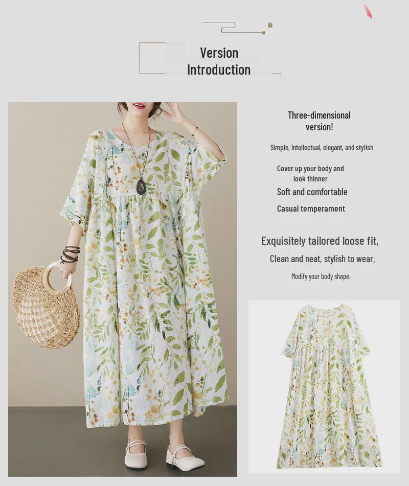 2023 Summer Pastoral Flowy Fairy Plus Size Women's Short Sleeve Dress