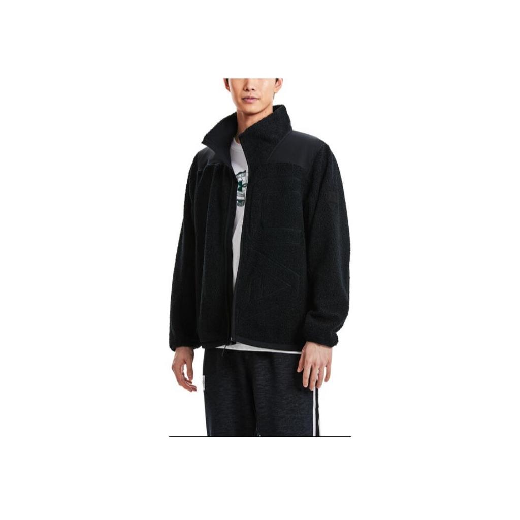Under Armour Mission Solid Color Stand Collar Fleece Training Jacket Men Jacket Black 1378844-001