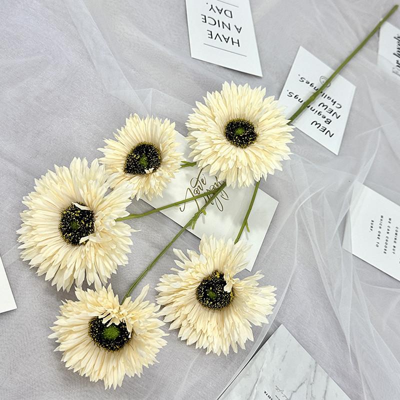 Sunflower Floral Arrangement With Artificial Silk Blooms For Home And Event Use Champagne