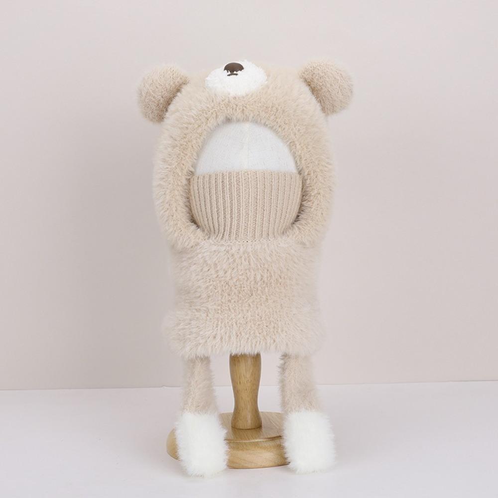 Cute Children's Balaclava Hat Thick Warm Integrated Ear Protection Warm Knitted Cap Windproof Face Guard Hat Winter Season