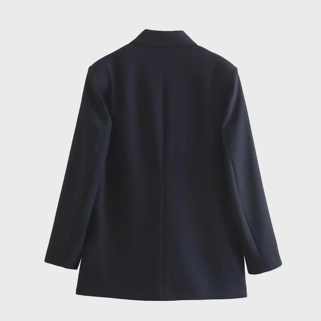 Herbst 2023 Europäischer und amerikanischer Damen-Zweireiher-Blazer mit lockerer Passform und einfarbiger