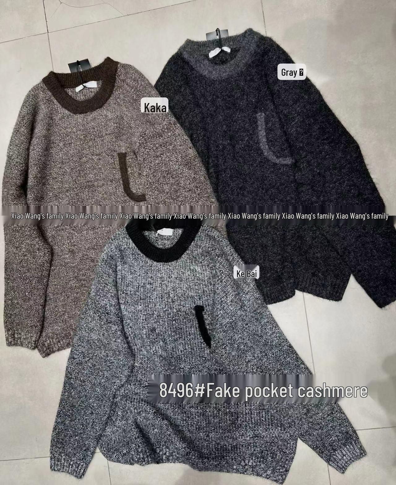 

Зимний свитер Сяо Вана в корейском стиле, свободного кроя, больших размеров, повседневный, с круглым вырезом, вязаный One Size серый/чёрный