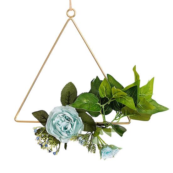 Yousheng Floral Hoop Wreath, Metal Wall Hanging with Flower Decor, Durable Wear-Resistant Floral Hoop Wreath, for Garden Balcony Windowsill