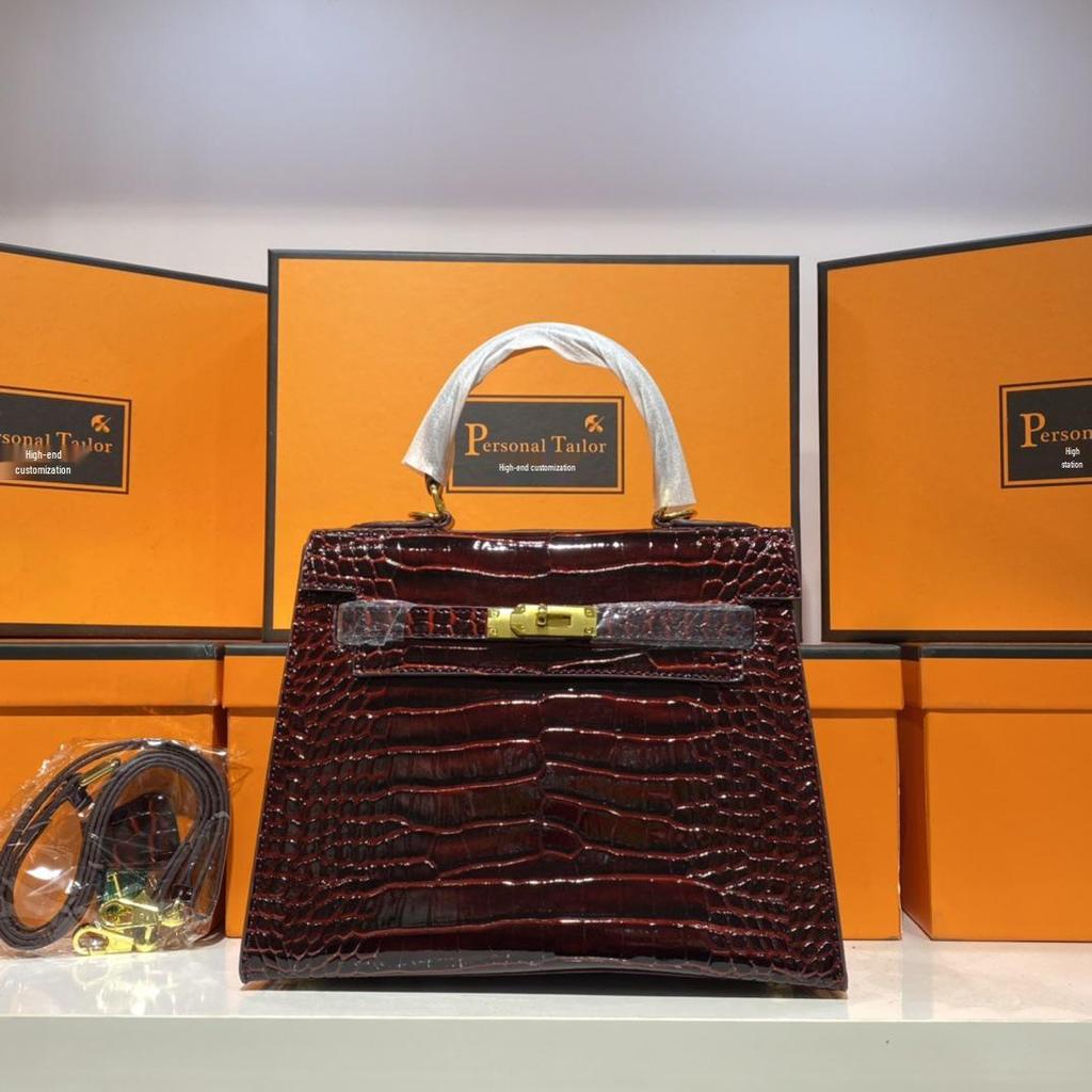 Europese & Amerikaanse Retro Krokodillenpatroon Kelly Enkelbandige Crossbody Tas: High-End, Modieuze, Lichte Luxe Handtas voor Dames