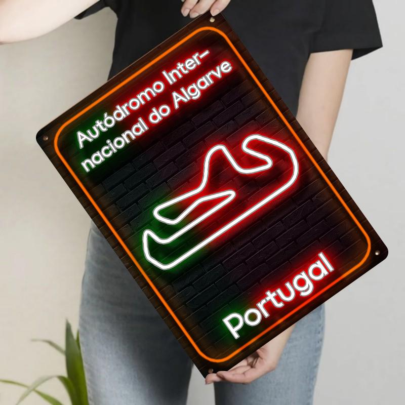 

Autodromo Internacional do Algarve Portugal Race Track Neon Metal Sign Wall Art Decor 20x30cm（7.8x11.8inch）