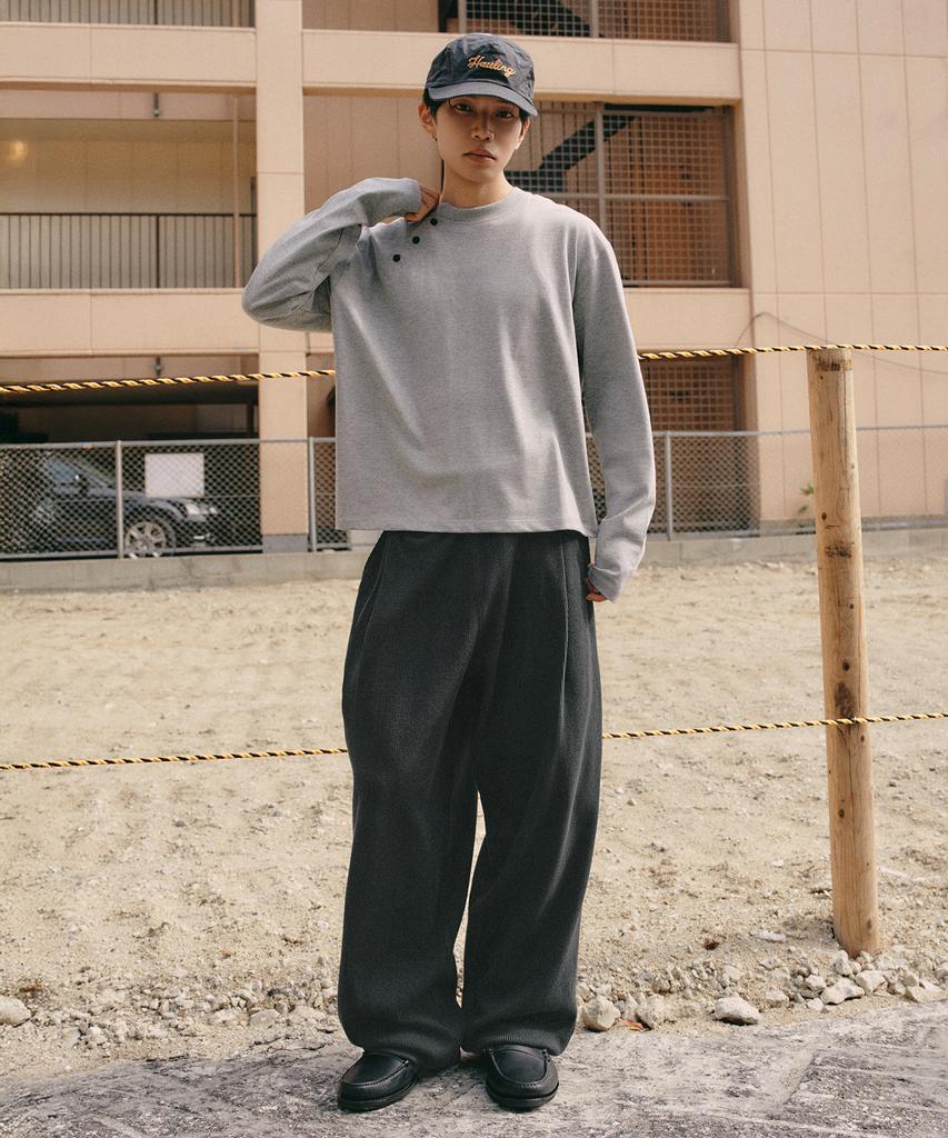 XERO Side Henley Neck Long Sleeve [Melange Grey]