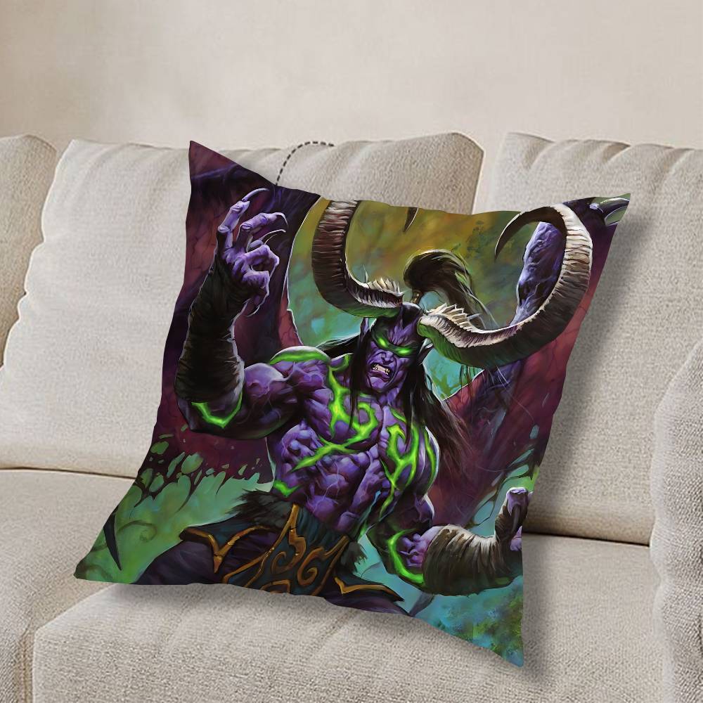 GAME W-World Of Warcraft-ES Pillow Case Anti-dustmite Pillowcase Invisible Zipper Silky Short Plush Sofa Cushion Cover