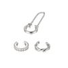 3Pcs Simple Crystal Ear Cuff For Women Teens Gold Silver Color Non Piercing Fake Cartilage Clip Earrings Set Fashion Jewelry