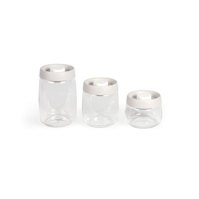 Set of 3 Vacuum Jars - LIVOO - MEN401 - 400 Ml, 800 Ml, and 1.2 L - Borosilicate Glass - Freezer Compatible