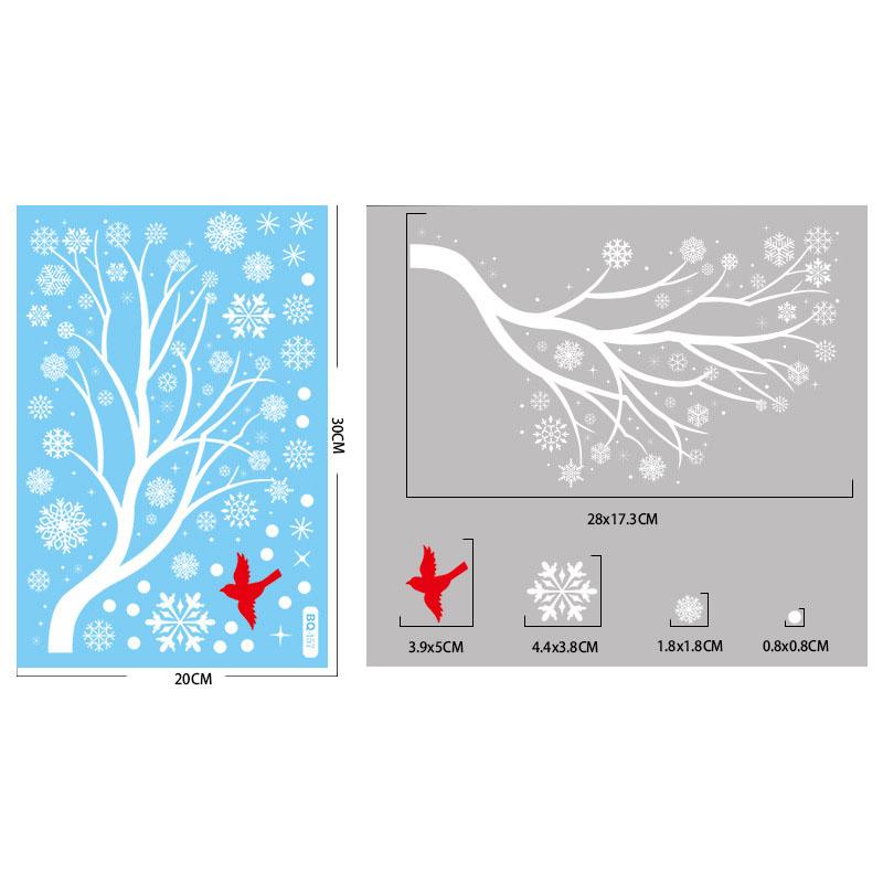Christmas Winter Snowflake Stickers Santa Claus Xmas Tree Branch Window Glass Sticker Merry Christmas Decor Happy New Year