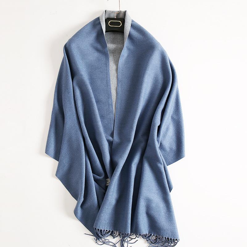 Dámská oboustranná kašmírová šála: Dvoubarevný, Králičí vlna, Teplý šál, Dvojúčelový, Univerzální, Korejský střapec, Zima