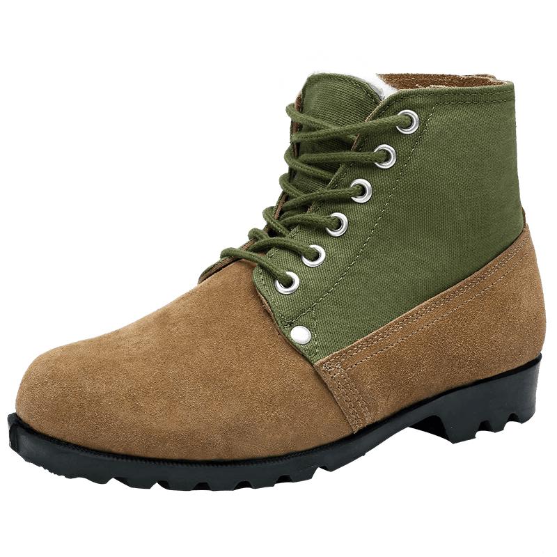 Qiangren Men s Classic Wool-Lined Work Boots 38
