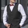 Men Suit Waistcoat V-neck Sleeveless Single Breasted Suit Vest with Pockets Solid Color Ergonomic Tailoring Waistcoat