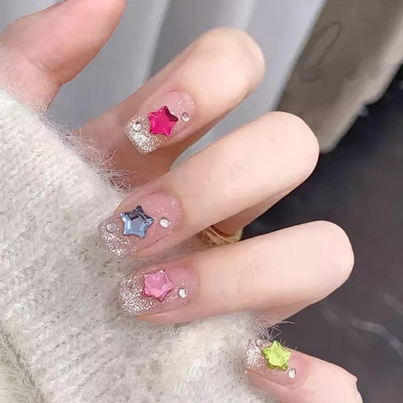 50 Pcs Star 4/6Mm Glittering Flat Back Acrylic Crystals Mini Nail Art Rhinestones Color 3D Diy Manicure Decorations Diamond